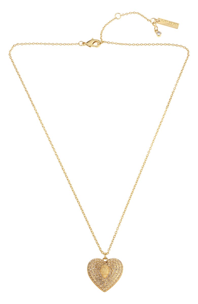 Kurt Geiger London Pavé Heart Pendant Necklace, Main, color, Gold