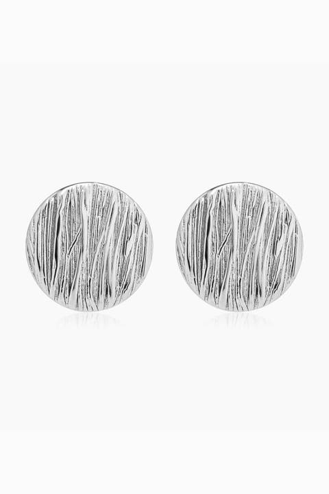 Sterling Silver Linen Button Earrings