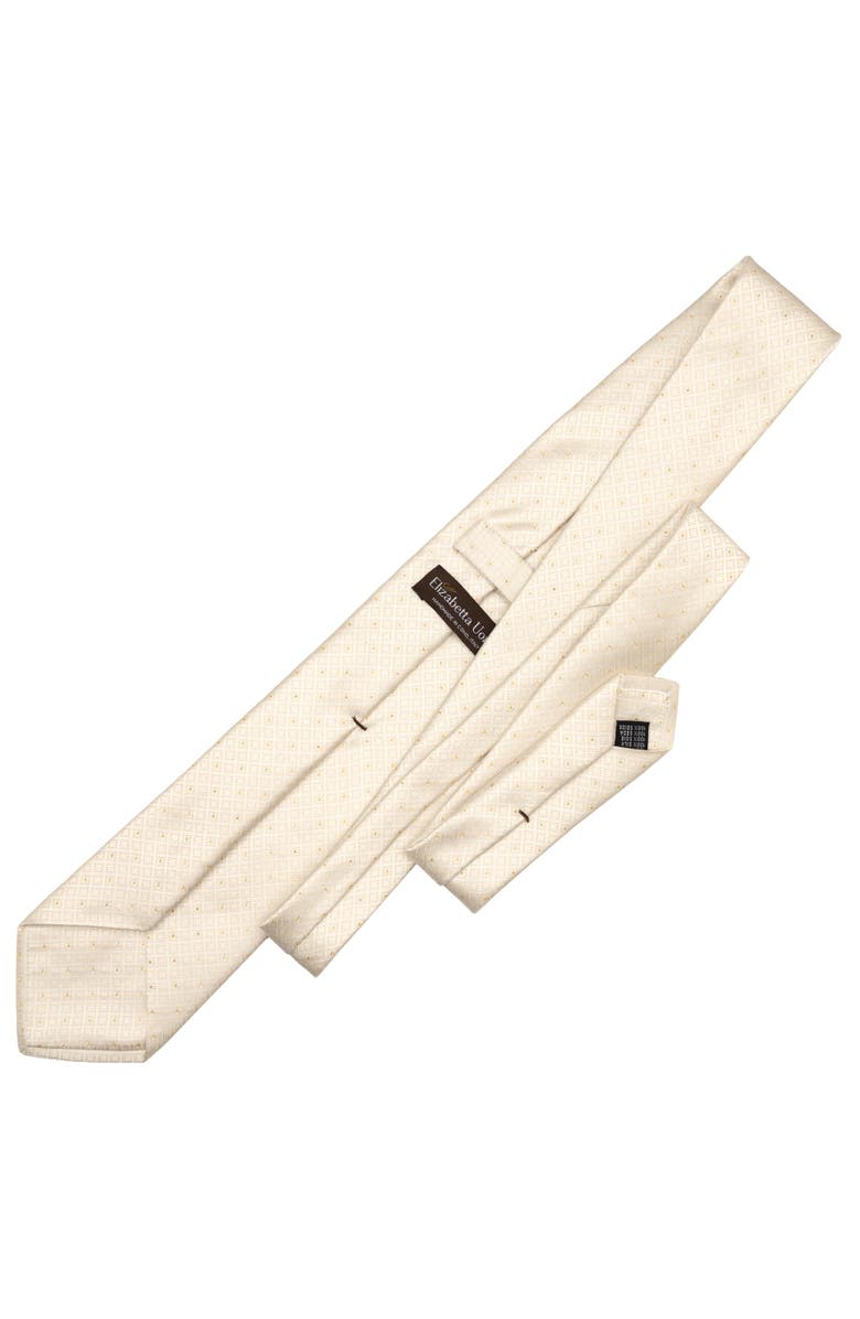 Elizabetta Martini - Extra Long Silk Jacquard Tie for Men, Alternate, color, White & Gold
