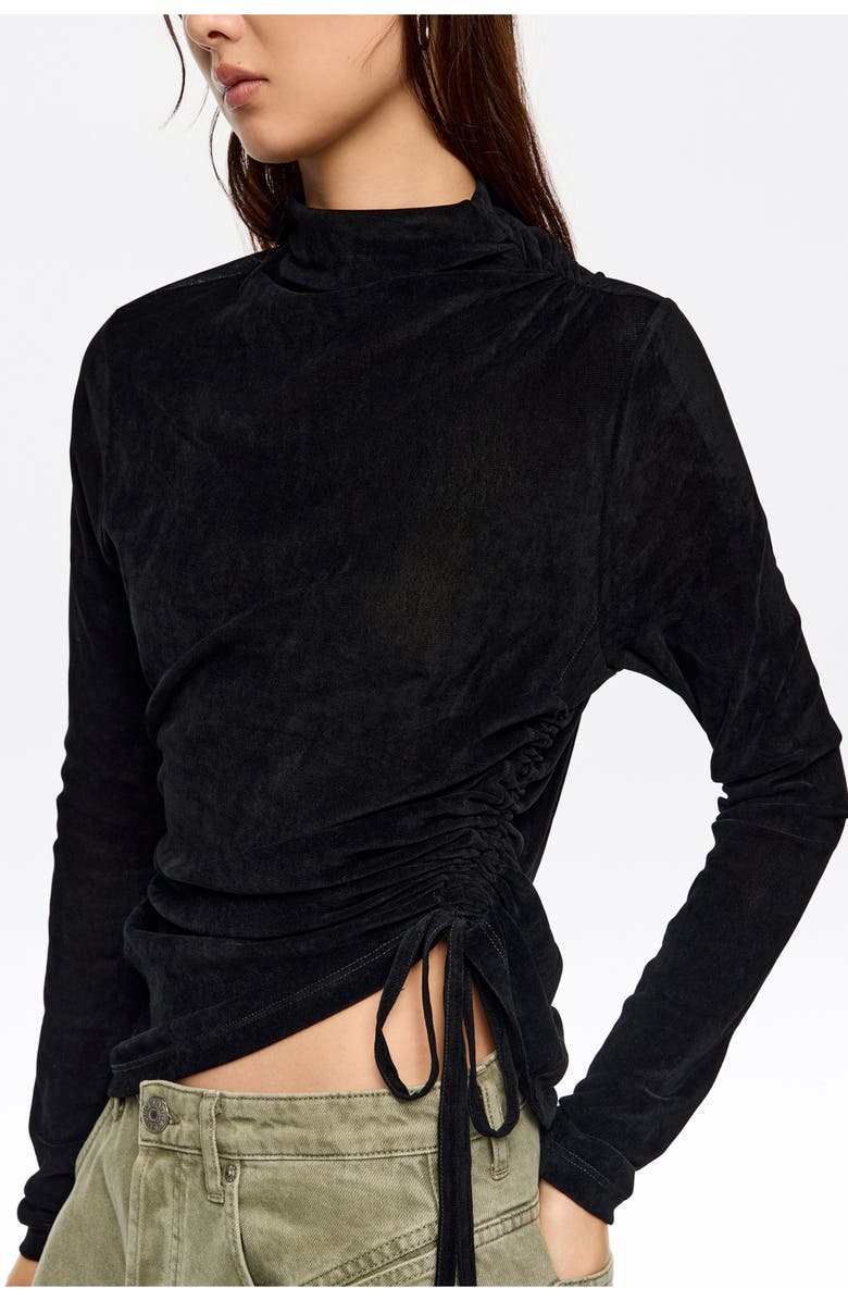 Bimba y Lola Ruched Fluid Top, Alternate, color, Black