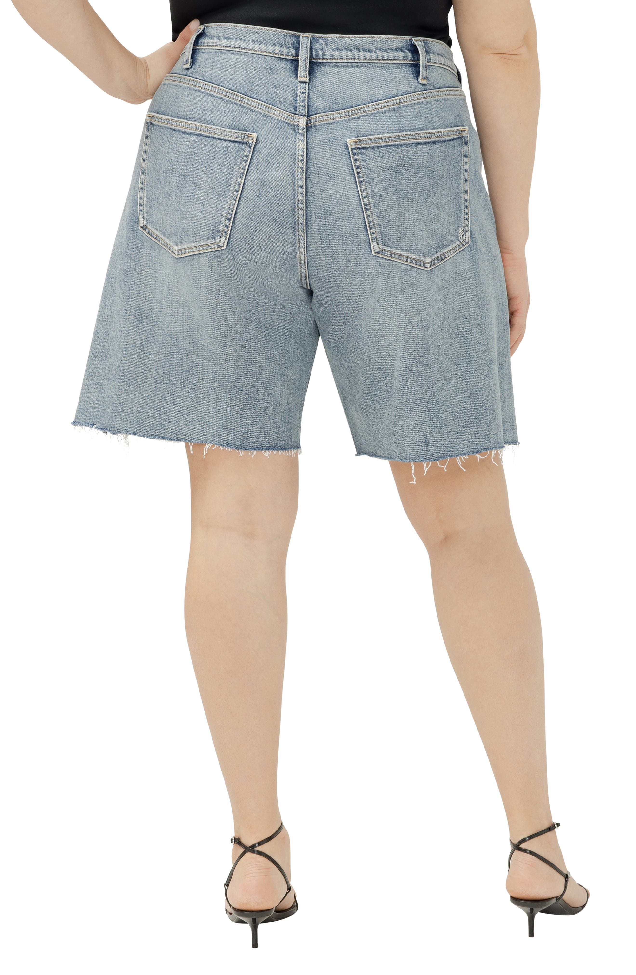 Relaxed Raw Hew Denim Bermuda Shorts - image 2