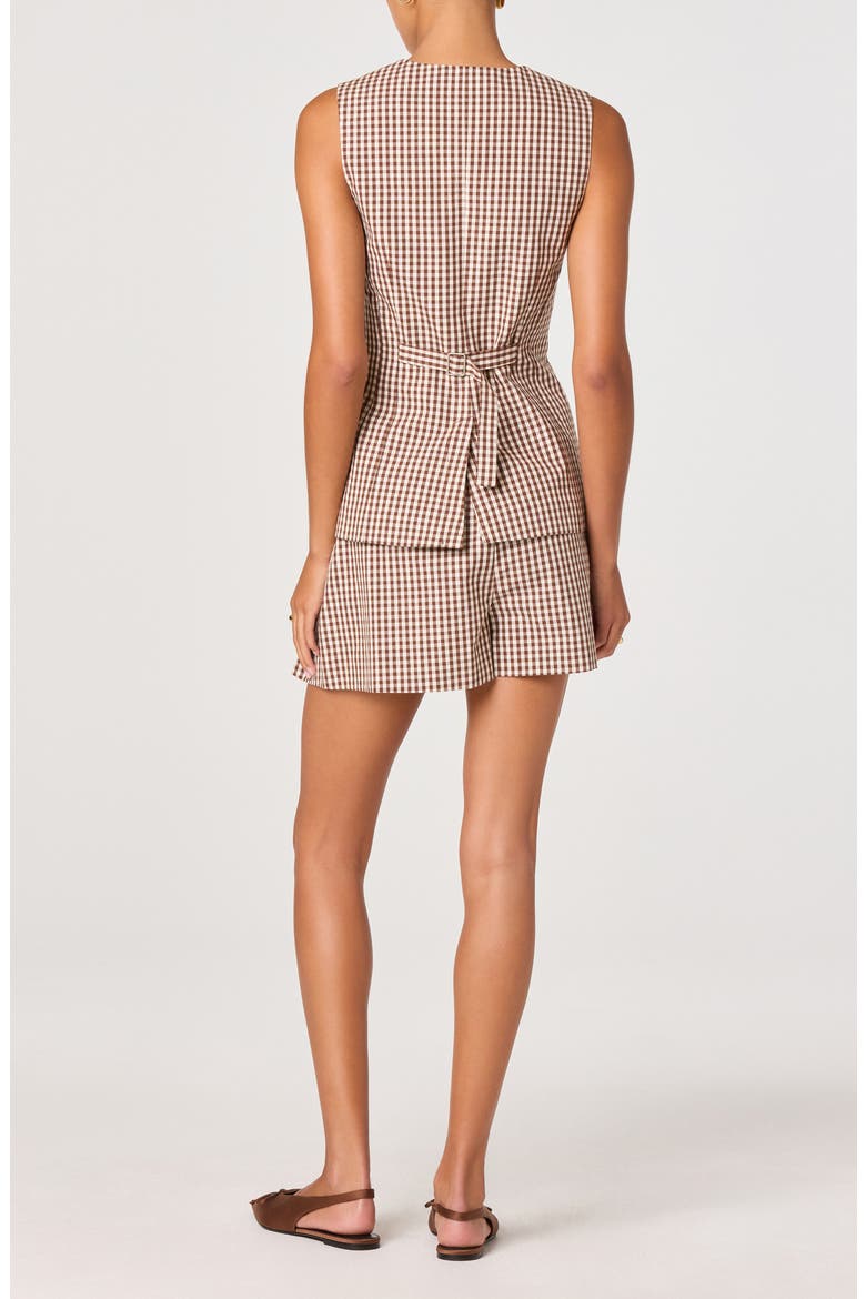 Karan Check Cotton Vest, Alternate, color, BROWN CHECKER