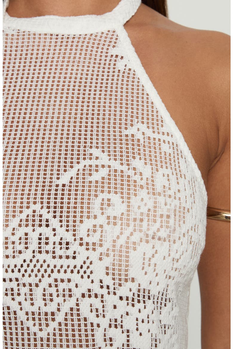 Claudie Sheer Lace Halter Top, Alternate, color, WHITE