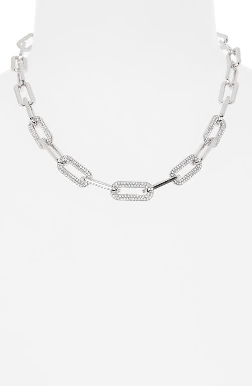 Nordstrom Rack Pavé Crystal Paper Clip Chain Necklace In Silver
