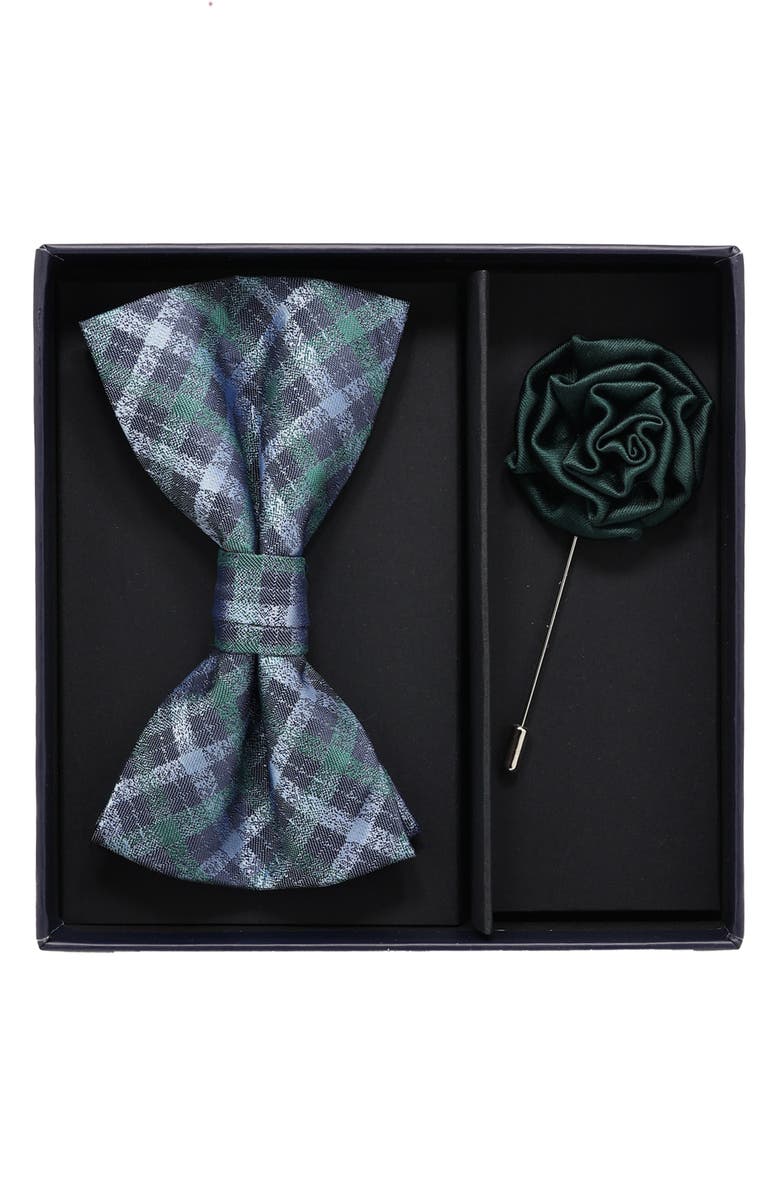 Ben Sherman Bow Tie & Lapel Pin Set, Main, color, Hunter Green