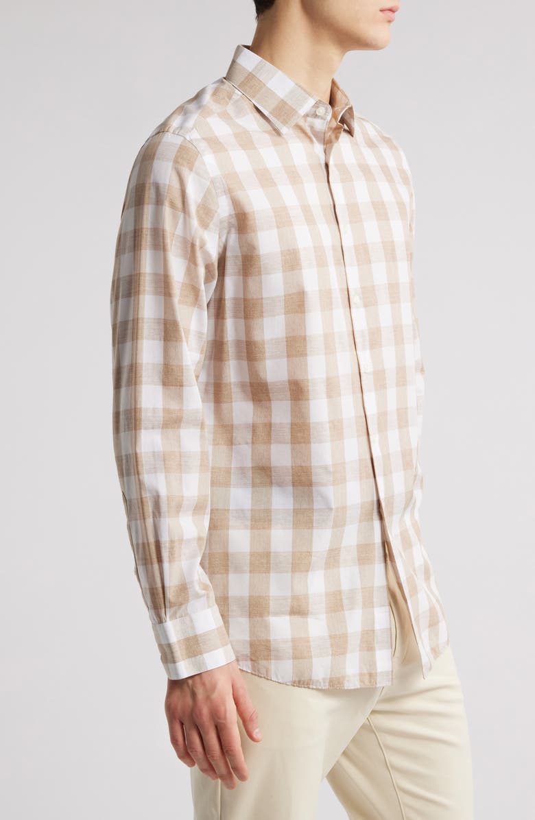 Scott Barber Riviera Buffalo Check Cotton Blend Poplin Button-Up Shirt, Alternate, color, 