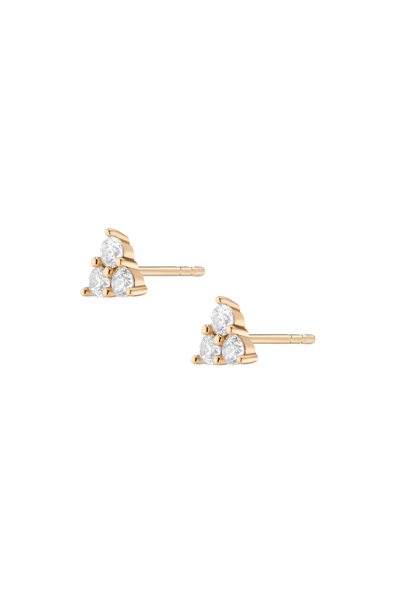 Lab Grown Sapphire Trinity Stud Earrings, Alternate, color, Yellow Gold Vermeil