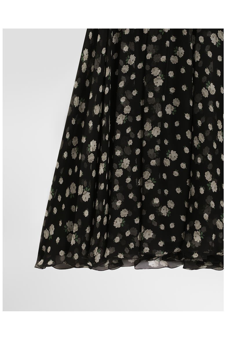 Floral Silk Chiffon Cocktail Dress, Alternate, color, HX6BY ROSEL BCO F.NERO