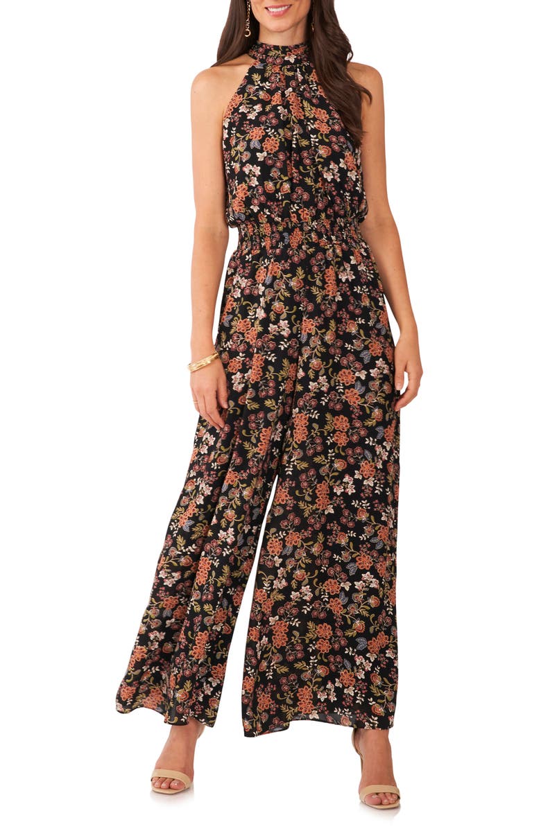 Vince Camuto Floral Wide Leg Georgette Jumpsuit, Main, color,
