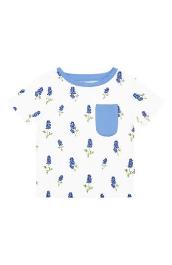 Kyte Baby Periwinkle Bluebonnet Pocket T-shirt In White
