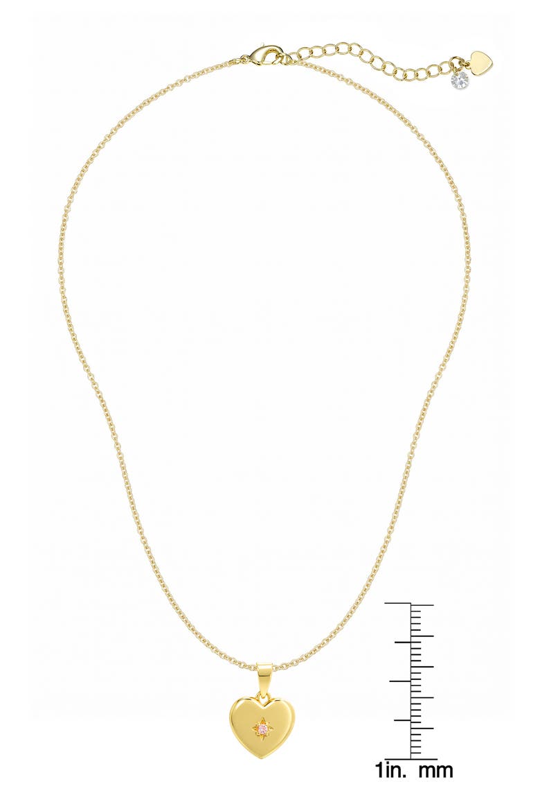 Kids' Pink Cubic Zirconia Heart Pendant Necklace, Alternate, color, GOLD
