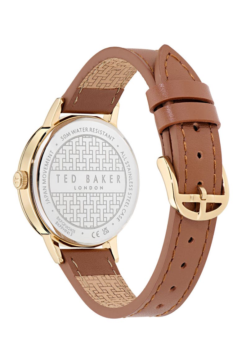 Phylipa Leather Strap Watch & Bracelet Set, 36mm, Alternate, color, BROWN