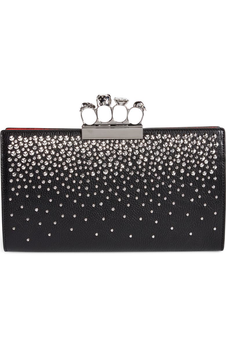 McQueen Alexander McQueen Studded Knuckle Clasp Leather Clutch, Alternate, color,