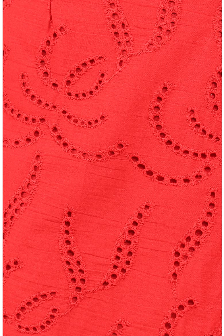Gallie Cotton Eyelet Button-Up Shirt & Wrap Skirt Set, Alternate, color, RED