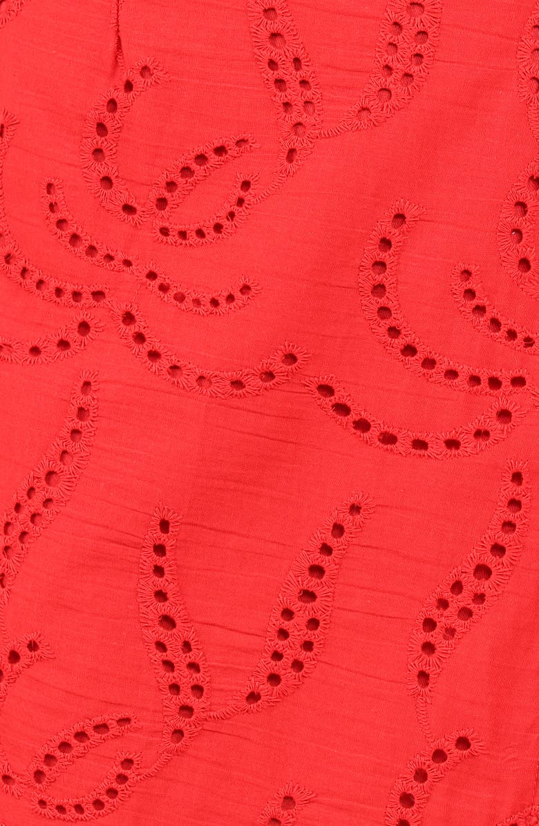 Petal & Pup Gallie Cotton Eyelet Button-Up Shirt & Wrap Skirt Set, Alternate, color, Red