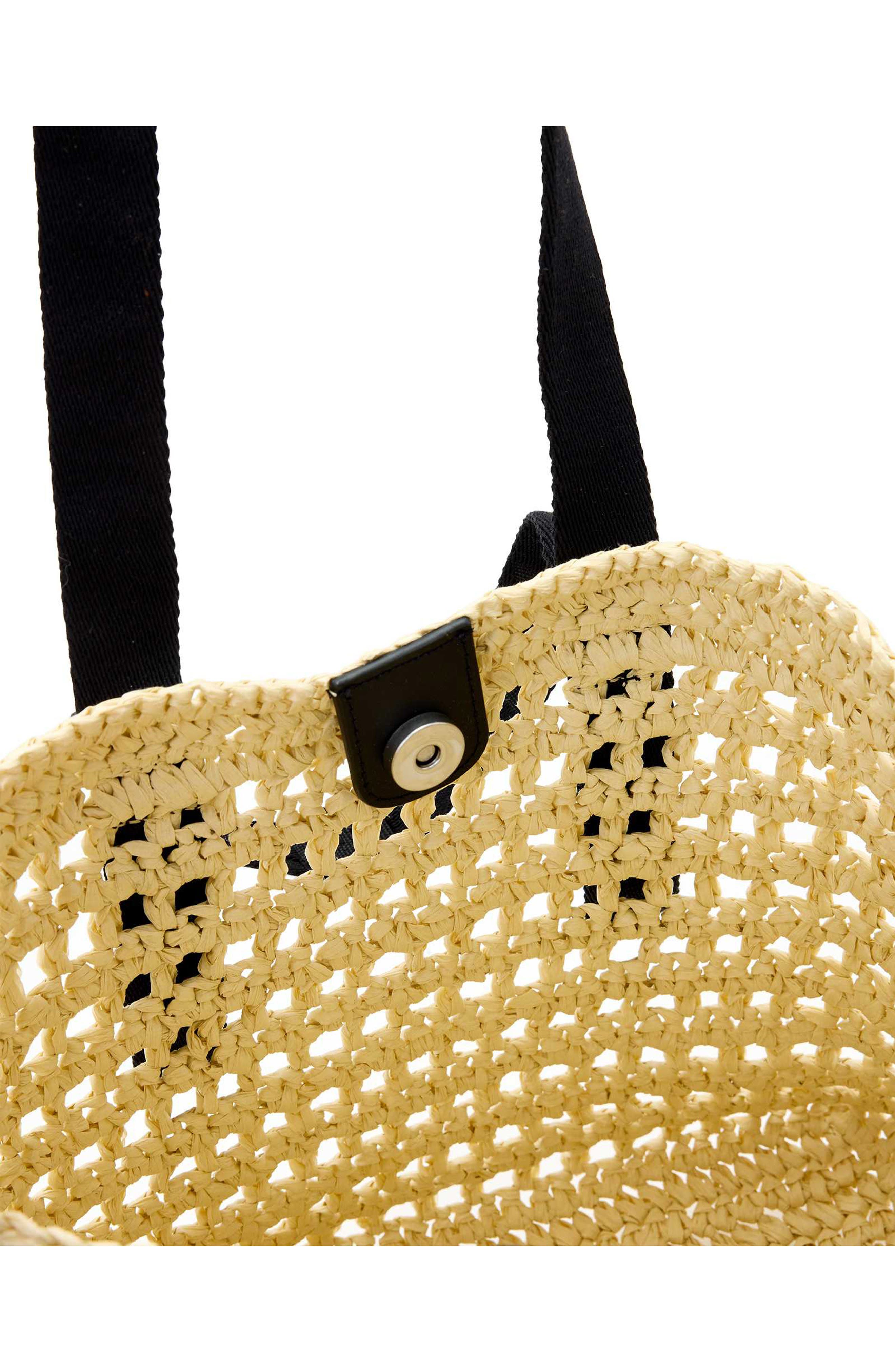 AllSaints Mini Celayne Straw Tote, Alternate, color, Unbleached White