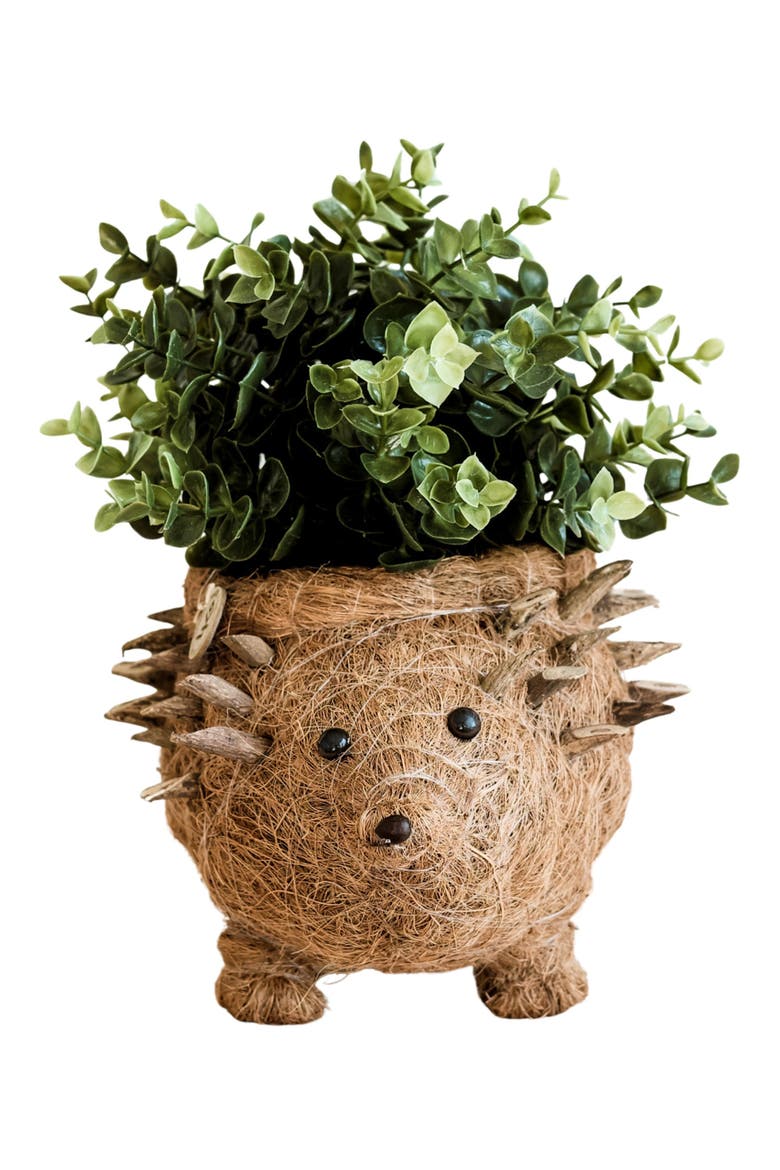 Hedgehog Handwoven Planter, Alternate, color, BROWN