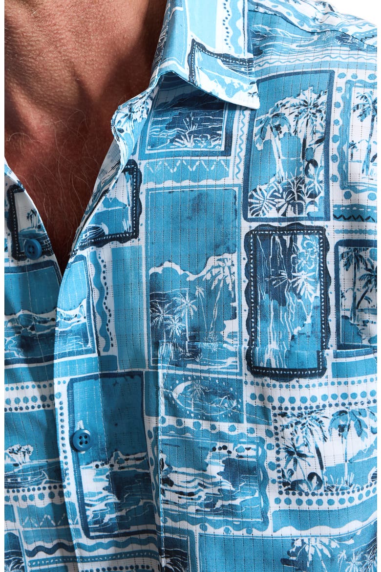 Bahama Coast Lagoon Vista Button Up Shirt, Alternate, color, INDIGO TIDE