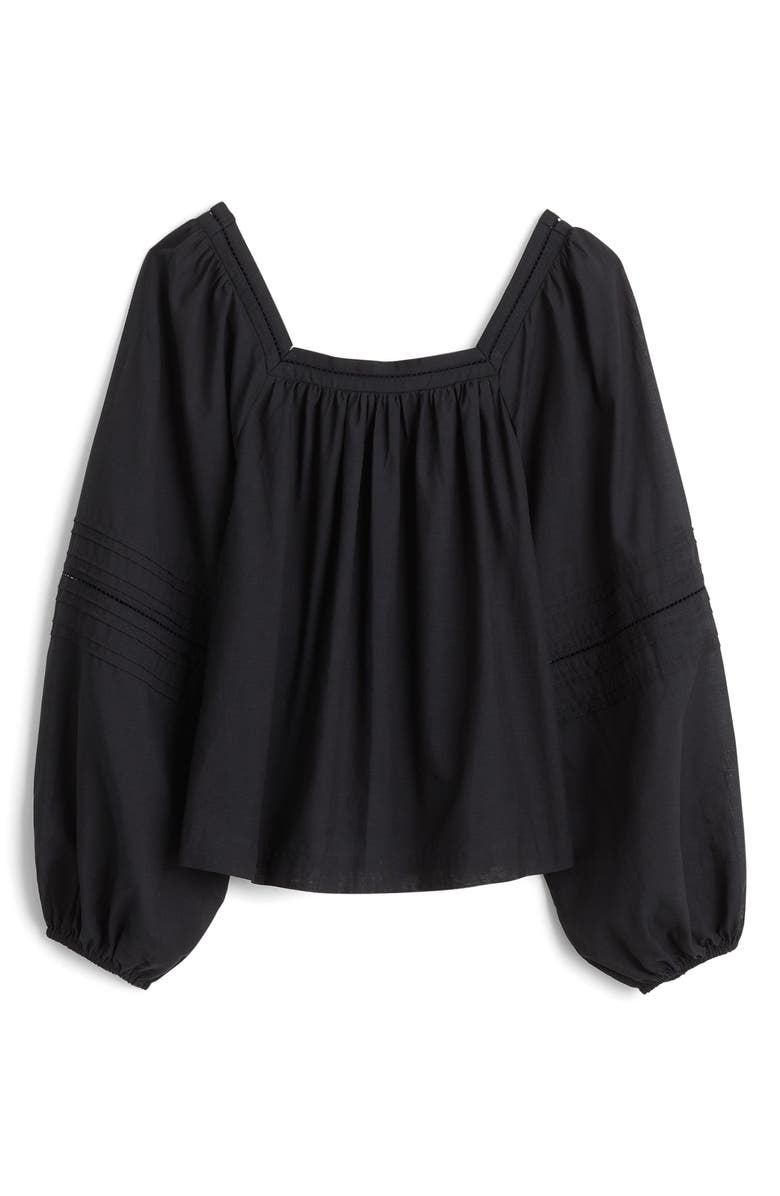 Madewell Square Neck Long Sleeve Top, Alternate, color, True Black
