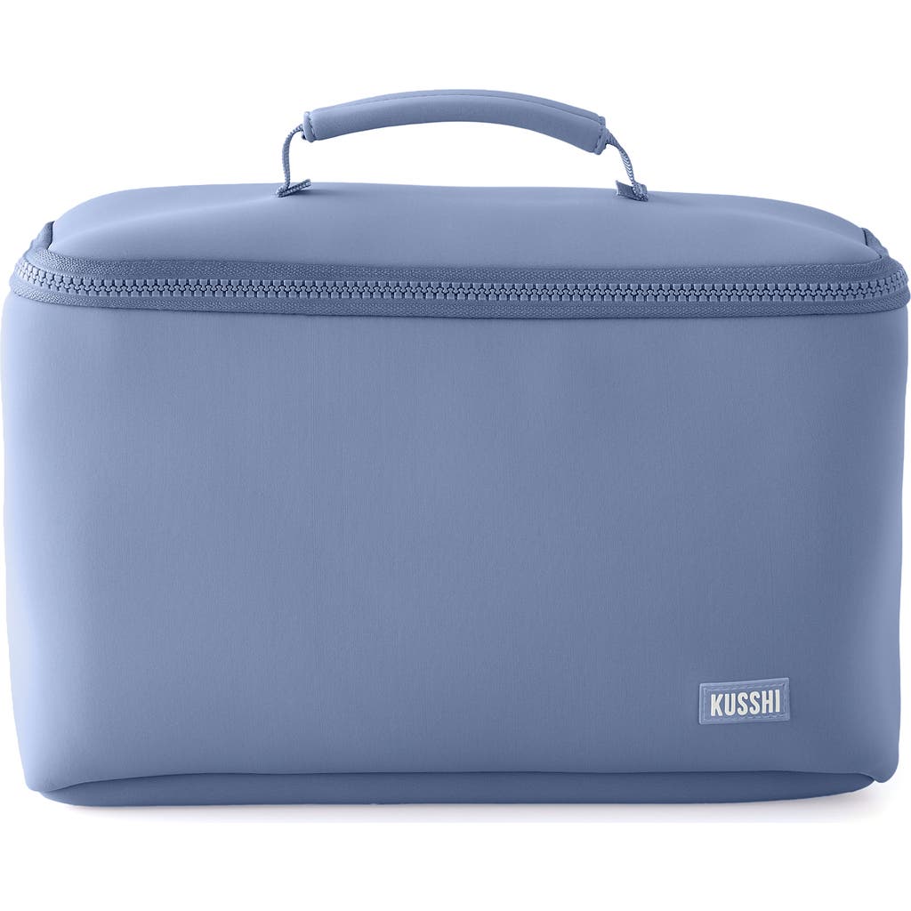 Kusshi Large Neoprene Train Case In Pearl Blue/sand Pink