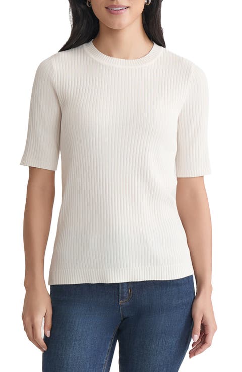 Jones New York Rib Short Sleeve Sweater (Regular & Petite)