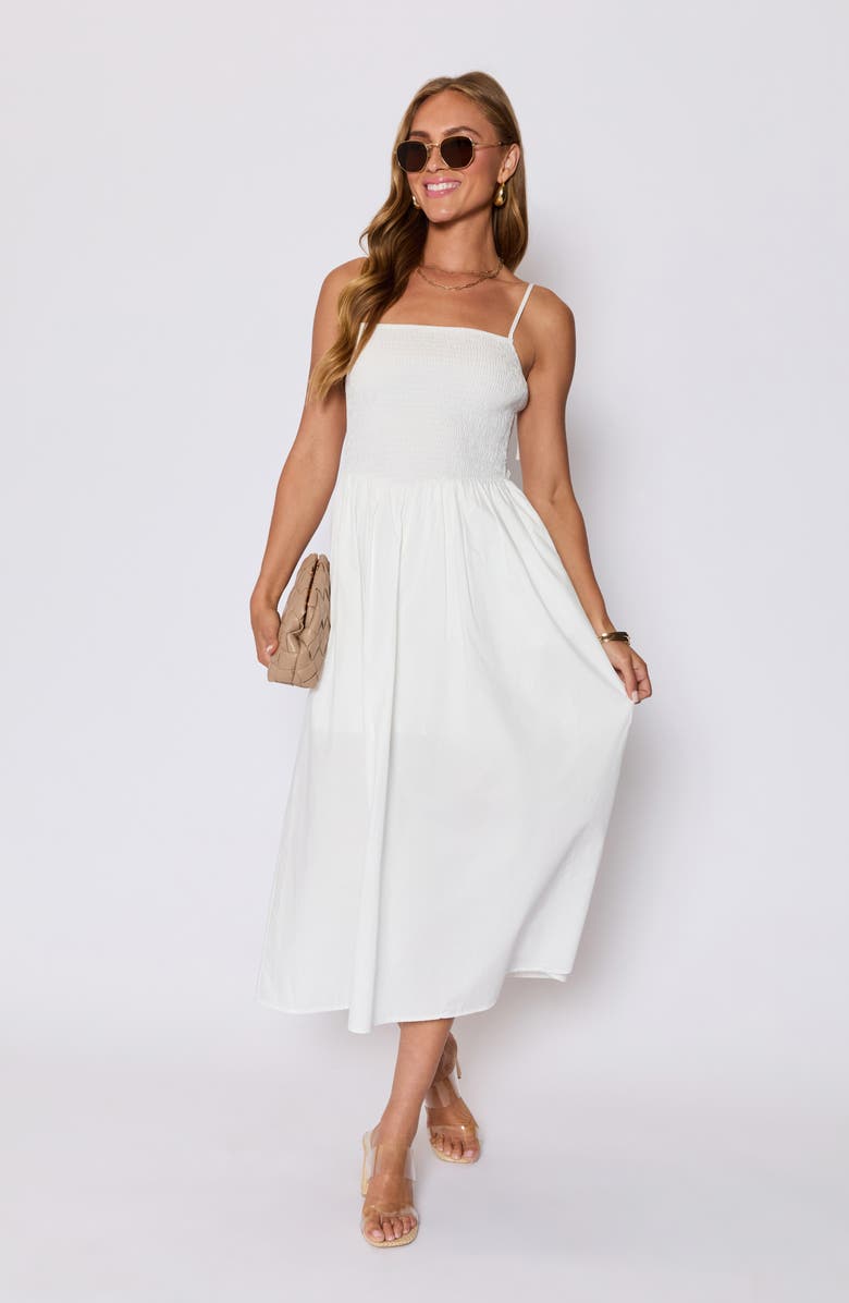 VICI Collection Essential Smocked Cotton Sundress, Alternate, color, White