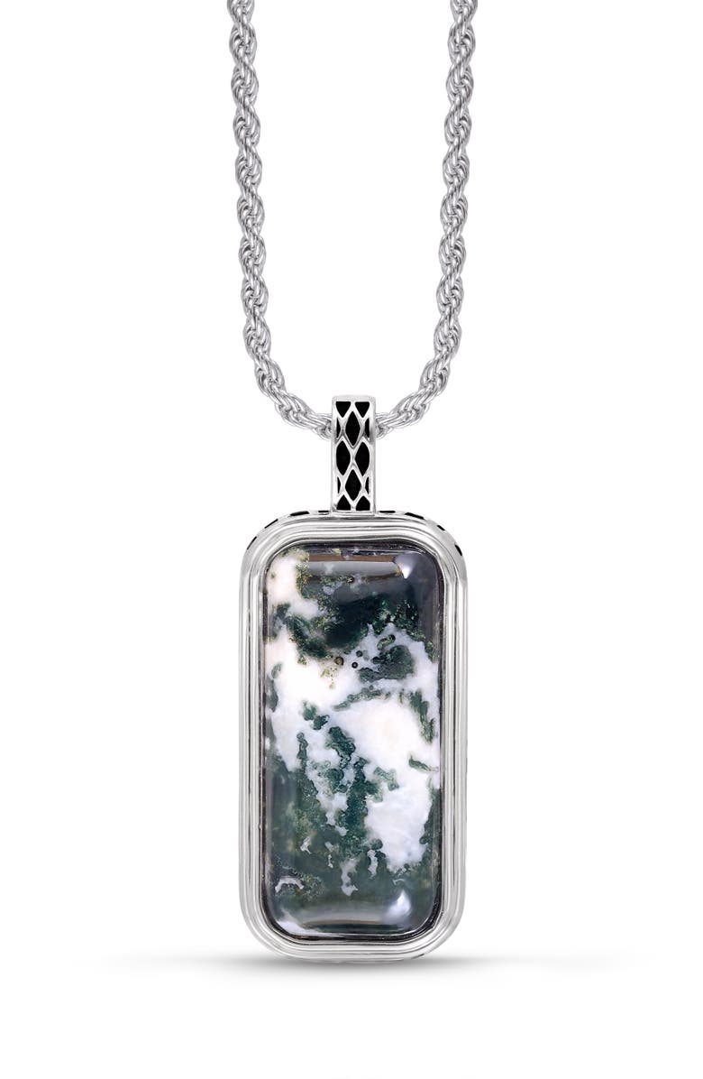 LuvMyJewelry Tree Agate Sterling Silver Men Tag Necklace, Main, color, Silver