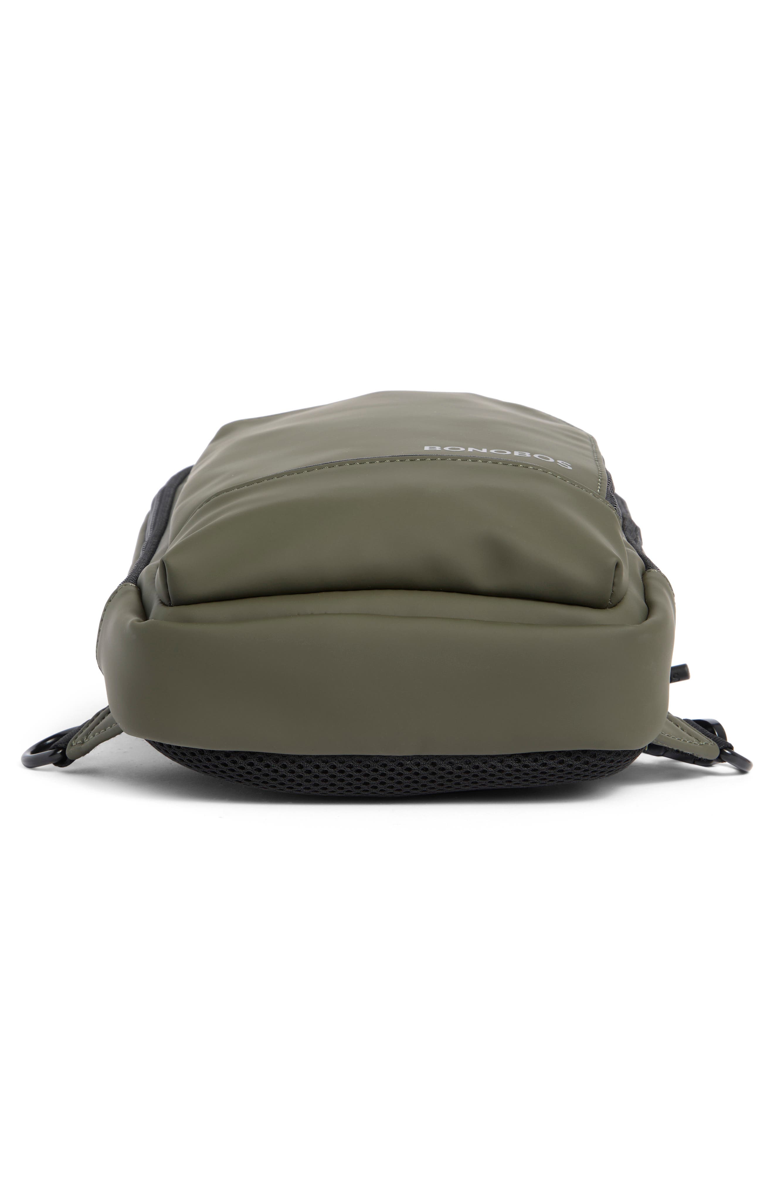 Rubberized Sling Backpack, Alternate, color, OLIVE
