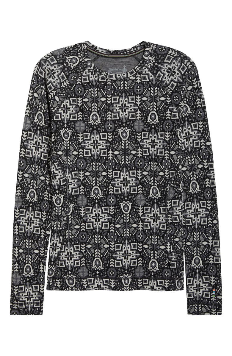 Smartwool Merino 250 Base Layer Crew Top, Alternate, color, Black Deco Floral