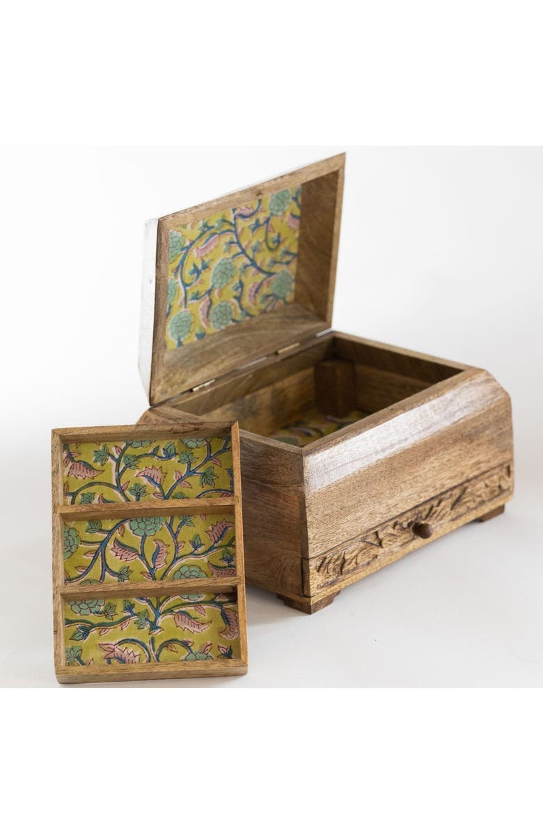 Ten Thousand Villages Phoolon Mango Wood Jewelry Box, Alternate, color, Brown