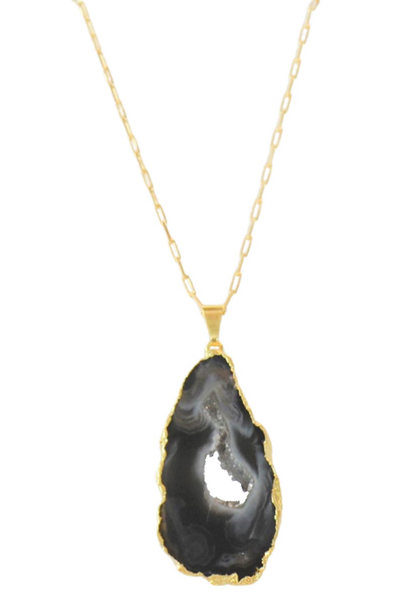 Liza Schwartz 18K Yellow Gold Plate Sterling Silver Agate Geode Pendant Necklace, Main, color, 