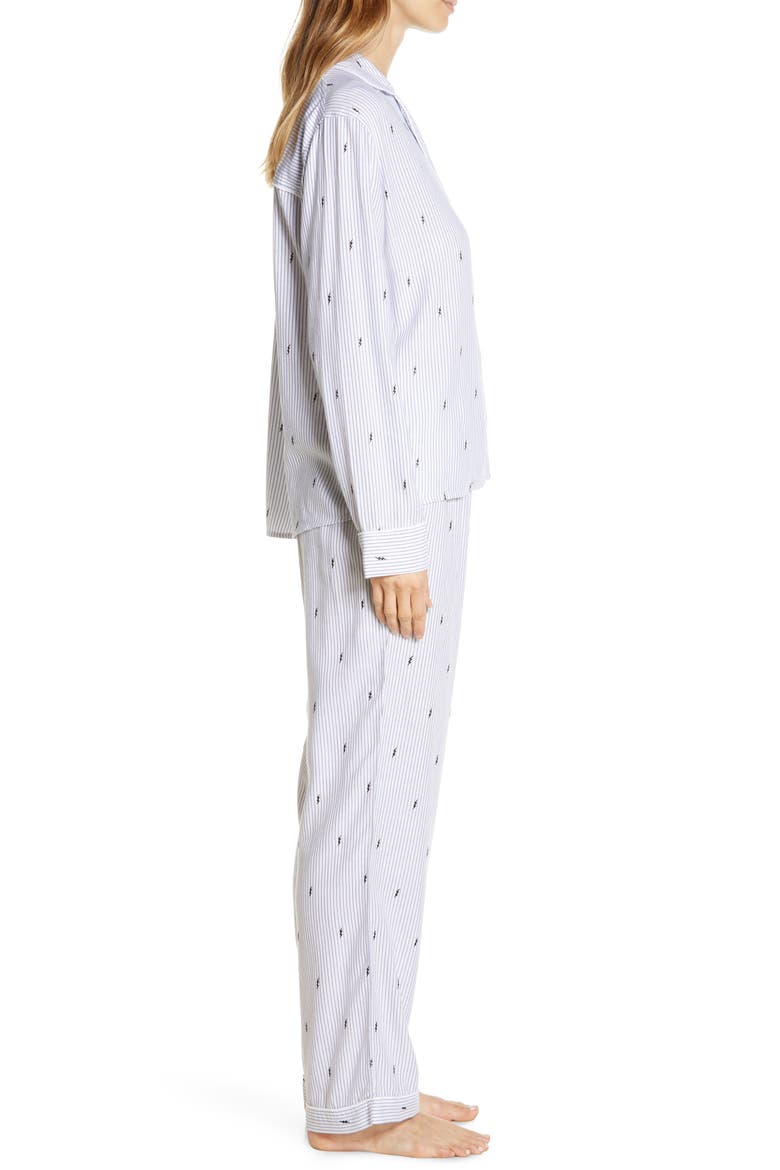 Clara Pajamas, Alternate, color, FLOCKED LIGHTNING PINSTRIPE