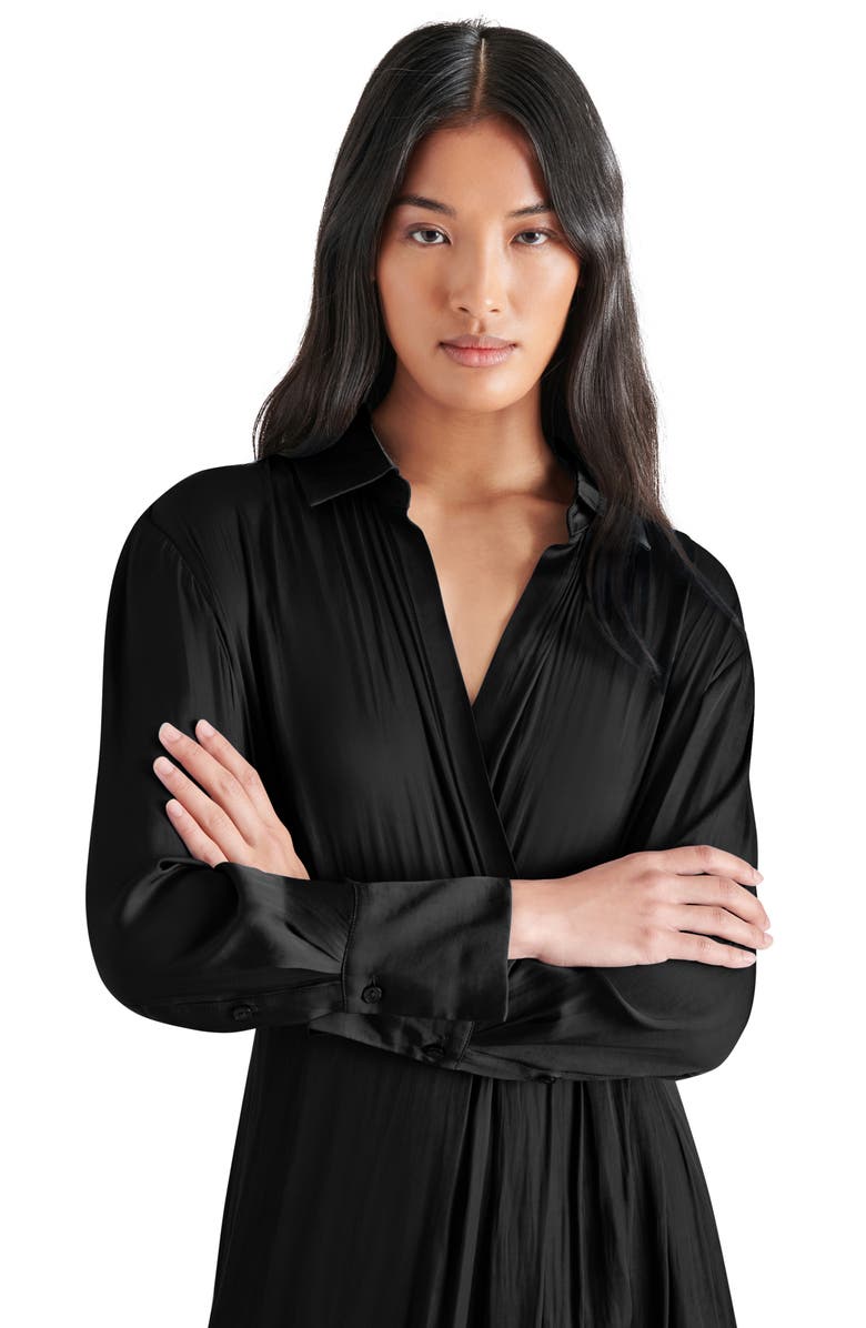 Steve Madden Martina Long Sleeve Faux Wrap Midi Shirtdress, Alternate, color,