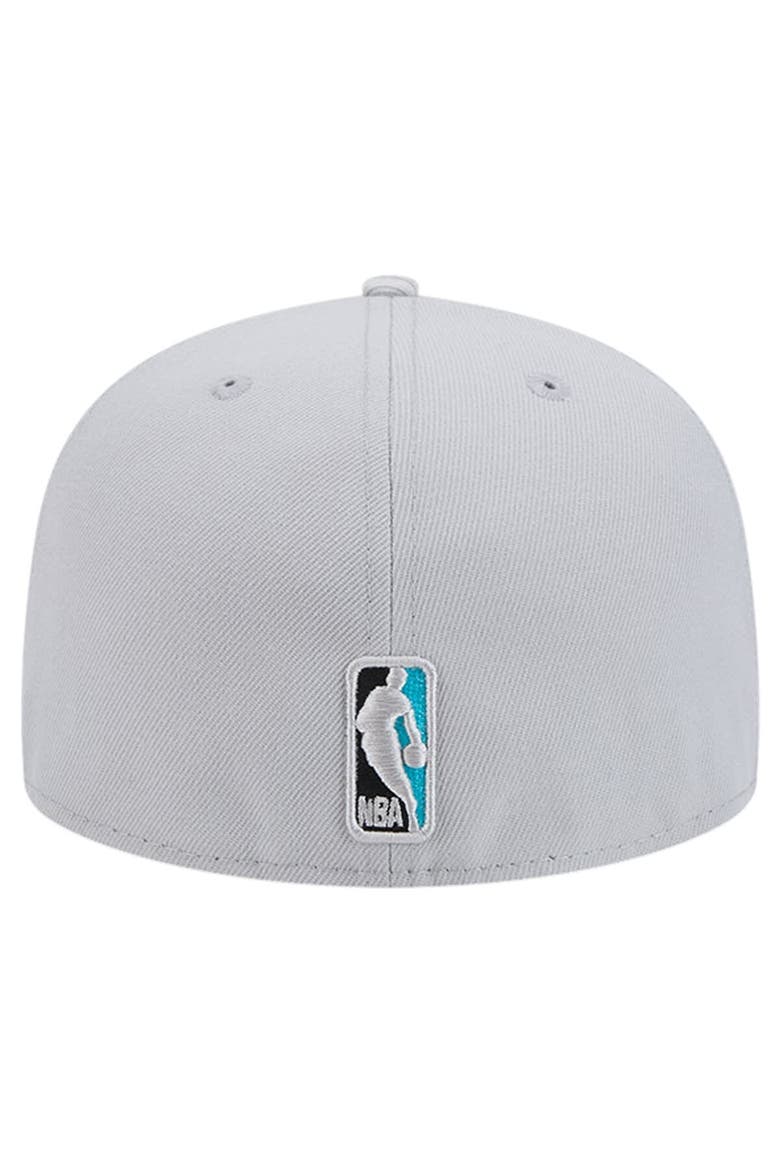 Men's New Era Gray Charlotte Hornets Active Color Camo Visor 59FIFTY Fitted Hat, Alternate, color, Gray