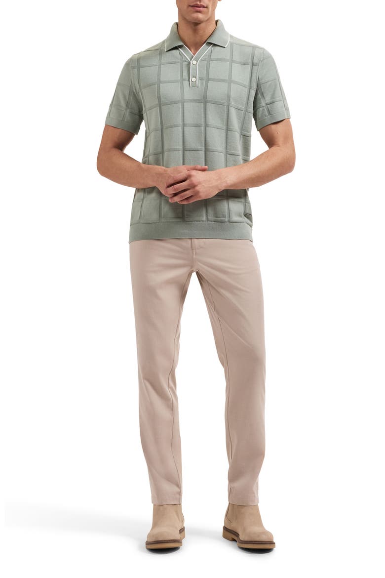 Grid Short Sleeve Cotton & Modal Sweater, Alternate, color, AVOCADO
