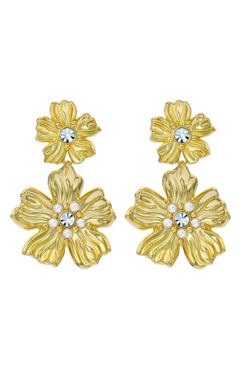 Pettala Flower Statement Drop Earrings