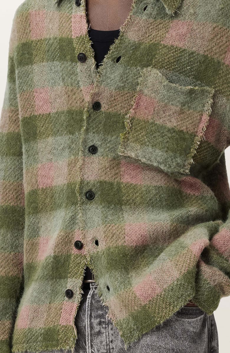 AllSaints Adler Distressed Cardigan, Alternate, color, Sunbaked Pink