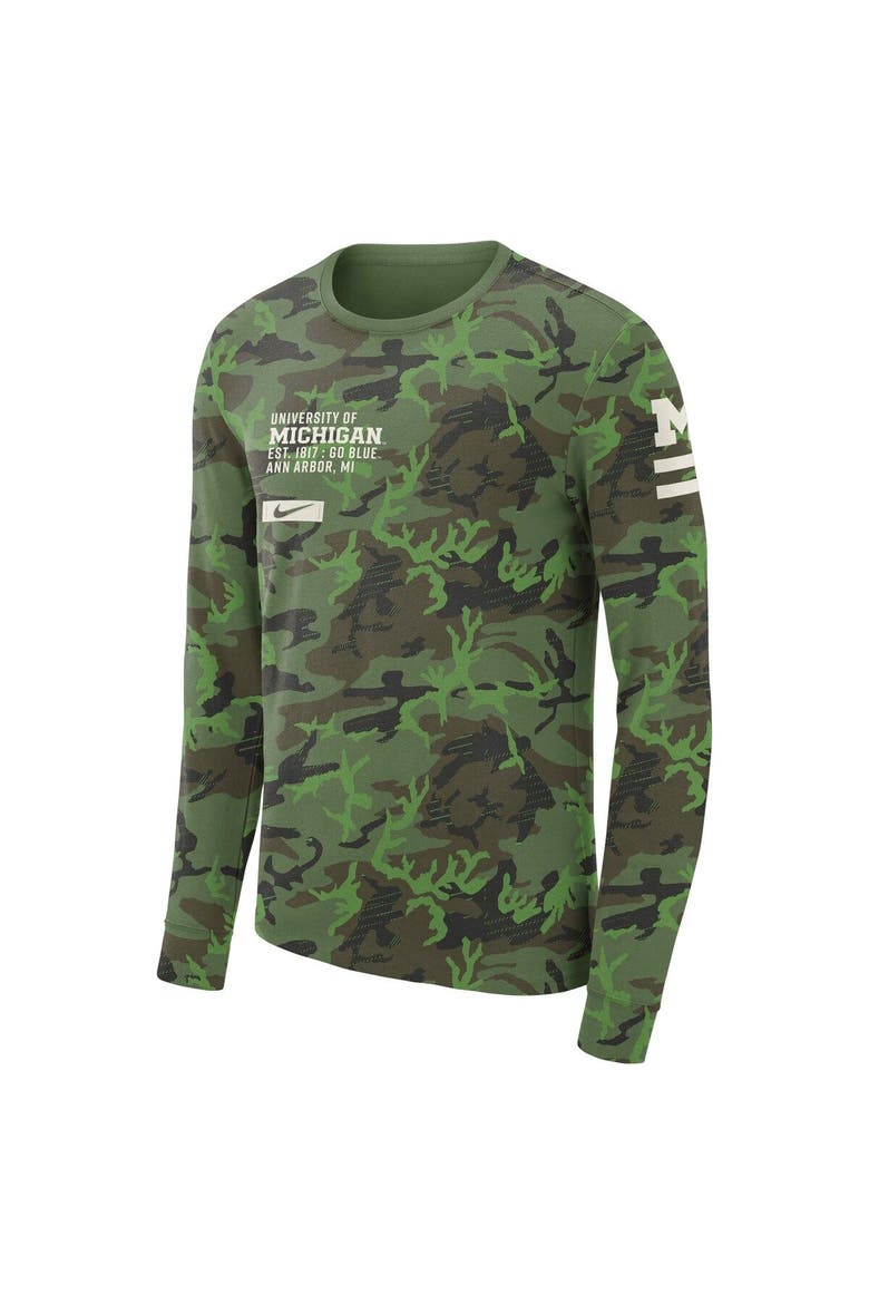 Men's Nike Camo Michigan Wolverines Military Long Sleeve T-Shirt, Alternate, color, Camo