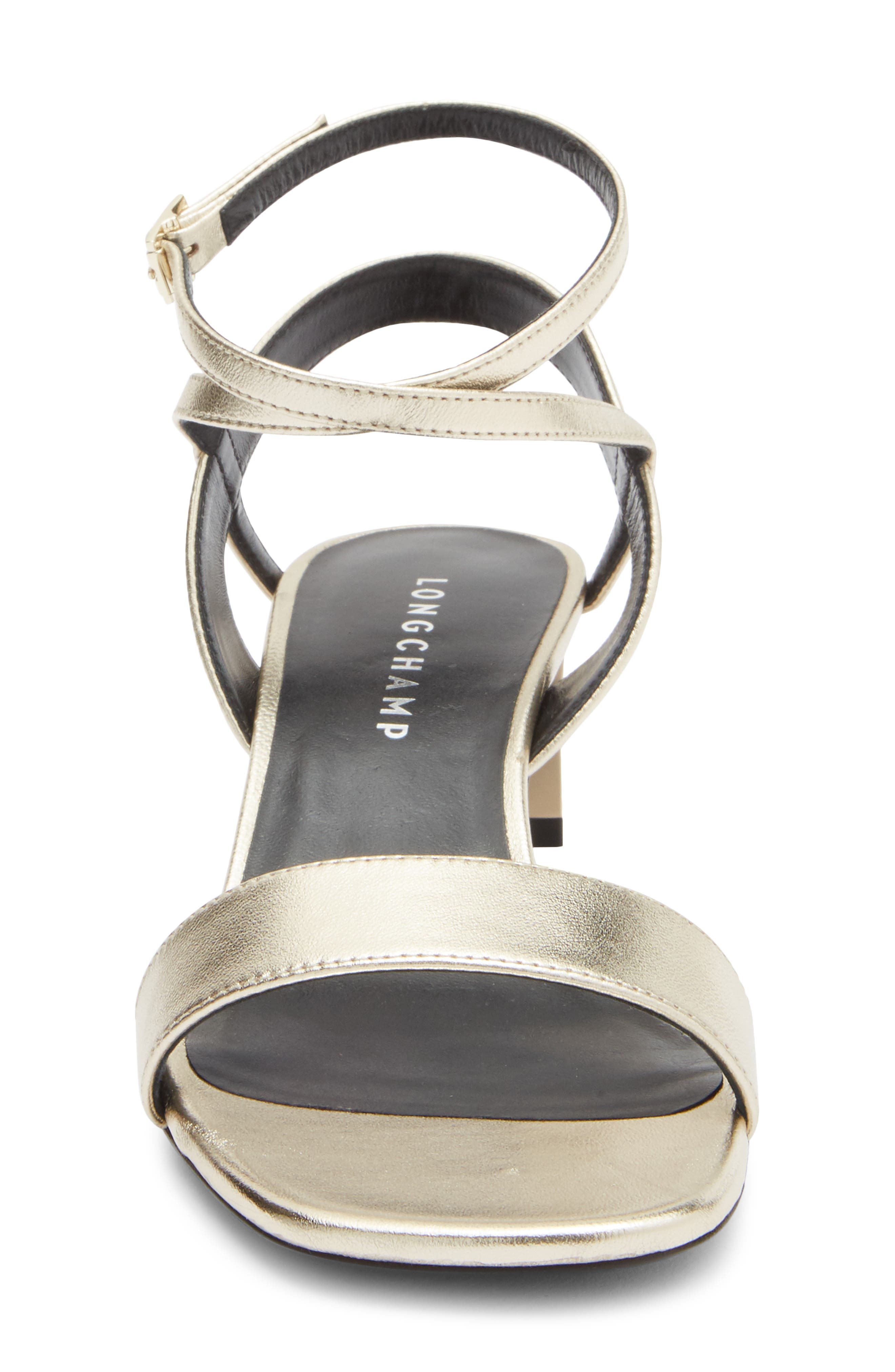 Longchamp Ankle Strap Sandal, Alternate, color, Pale Gold