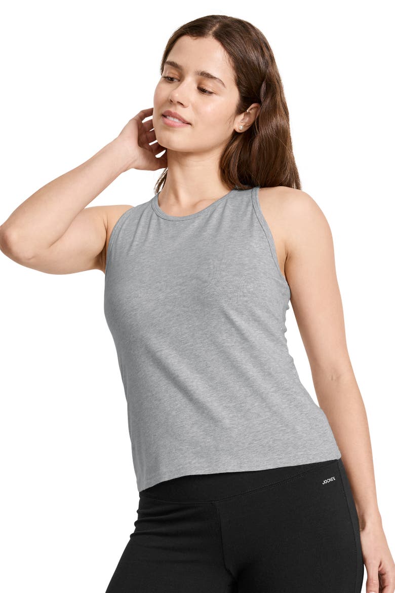 Women's Organic Cotton Stretch Racerback Tank, Main, color, Grey Heather