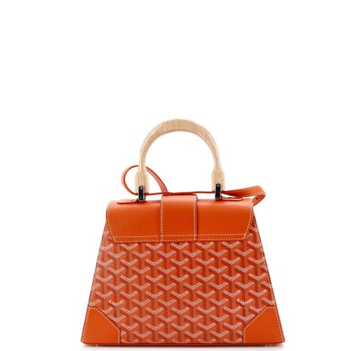 Pre-owned Goyard  Goyard Saigon Top Handle Bag Coated Canvas With Leather Pm In Orange