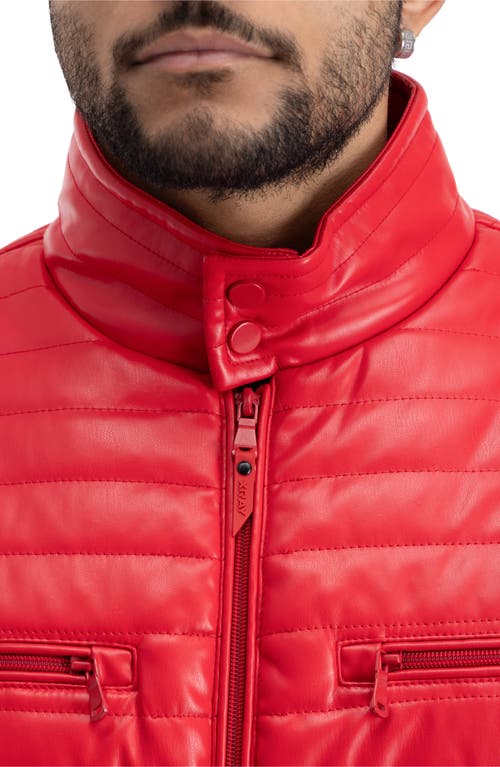 X-ray Xray Faux Fur Lining Quilted Faux Leather Jacket In Red