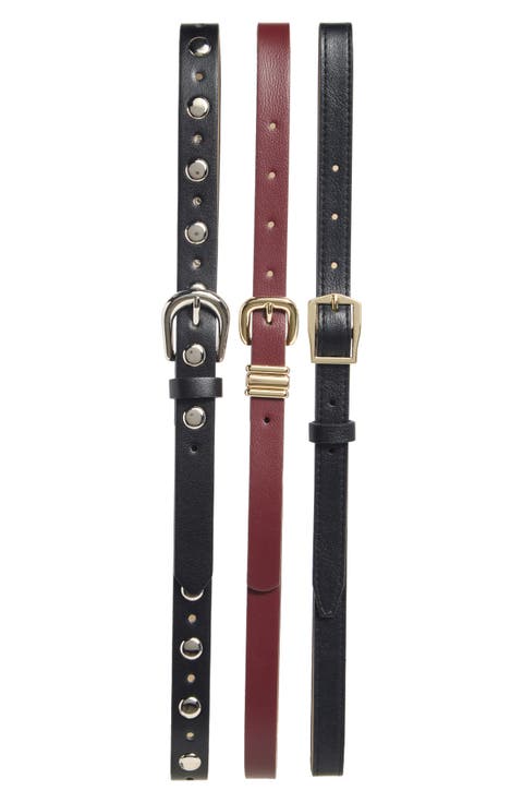 3-for-1 Faux Leather Belt Set