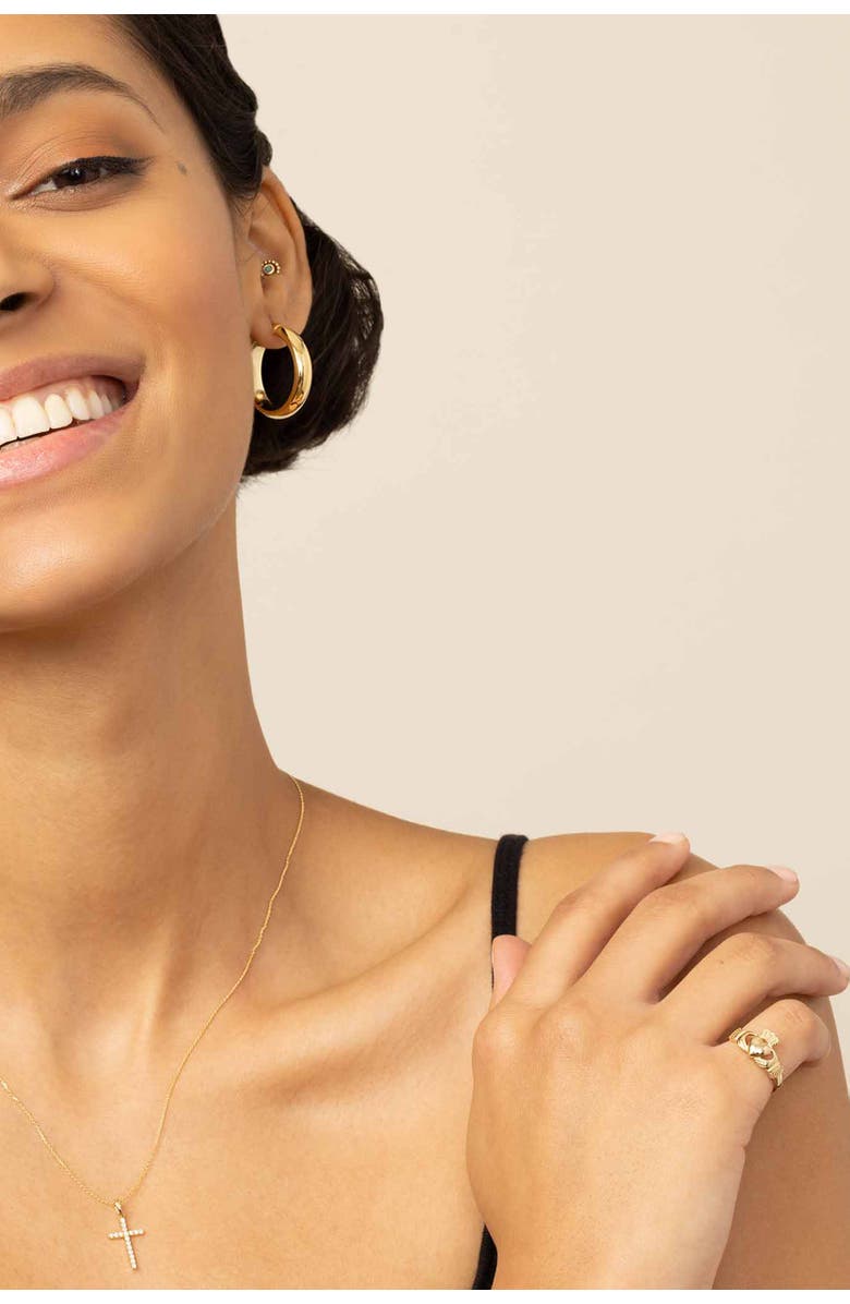 Oradina 14K Gold Claddagh Band Ring, Alternate, color, Yellow Gold