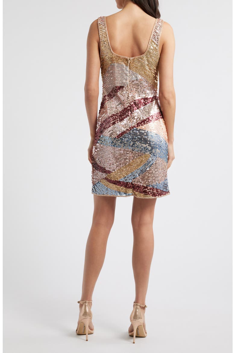 Beaded Sleeveless Minidress, Alternate, color, CHAMPAGNE