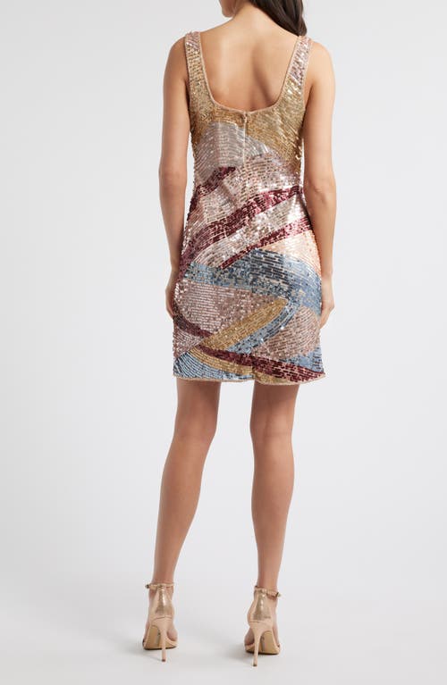 Pisarro Nights Beaded Sleeveless Minidress In Champagne