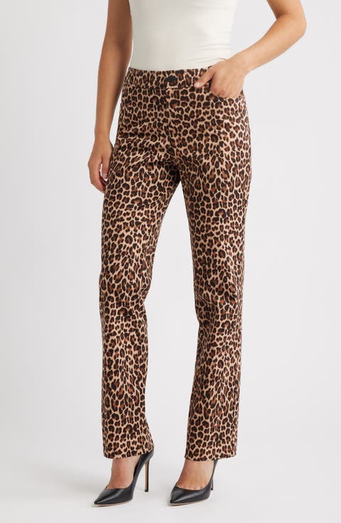 Leopard Print Bootcut Pants