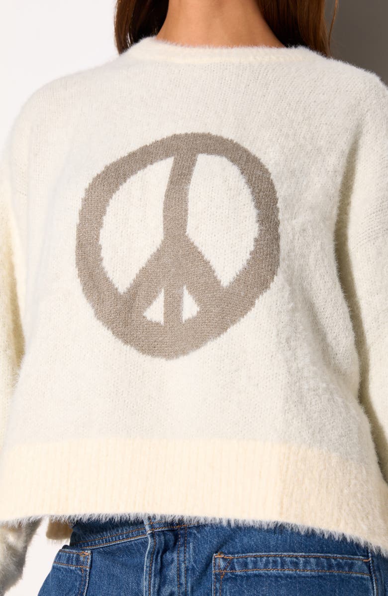 Spiritual Gangster Peace Keats Intarsia Sweater, Alternate, color, Winter White