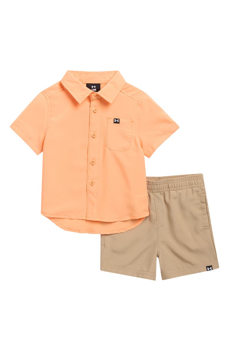Under Armour Kids' Drift Tide Button-Up Shirt & Shorts Set, Main, color, Orange Block
