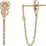 CANDELA JEWELRY 14K Gold Bar & Chain Hoop Earrings